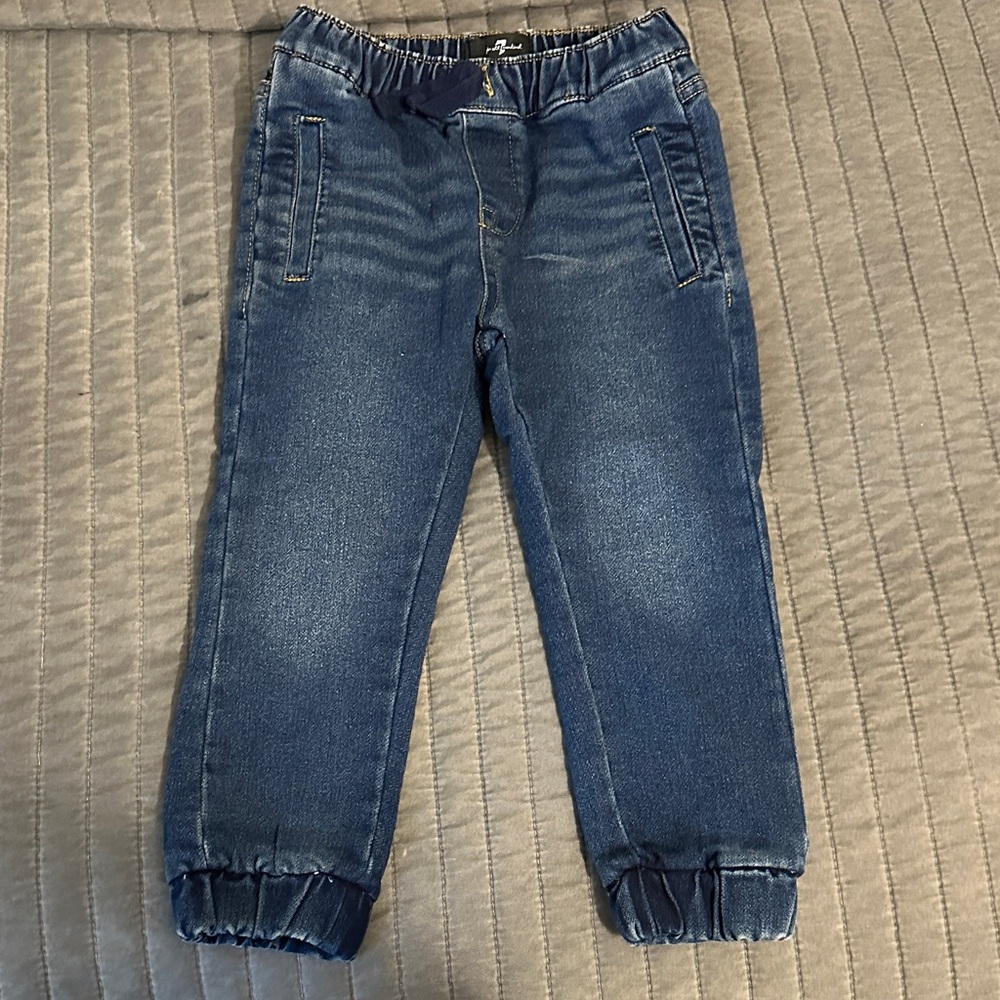 7 For All Mankind Kids Dark Blue Elastic Waist Denim Joggers